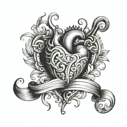 Banners Wrapped Around A Heart