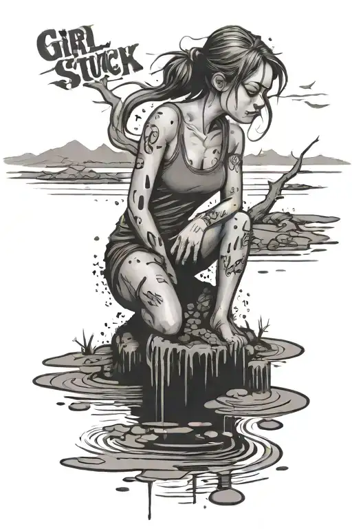 Girl Stuck In Mud Words Don't Get Stuck