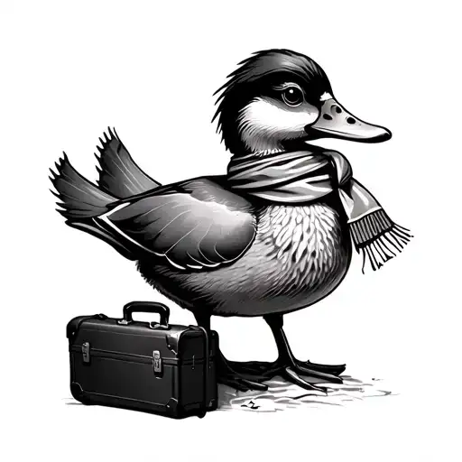 Duck With A Scarf And Suitcase