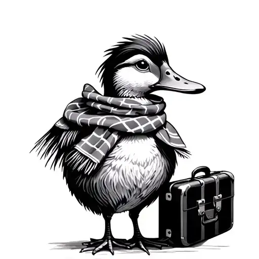 Duck With A Scarf And Suitcase Minimalist