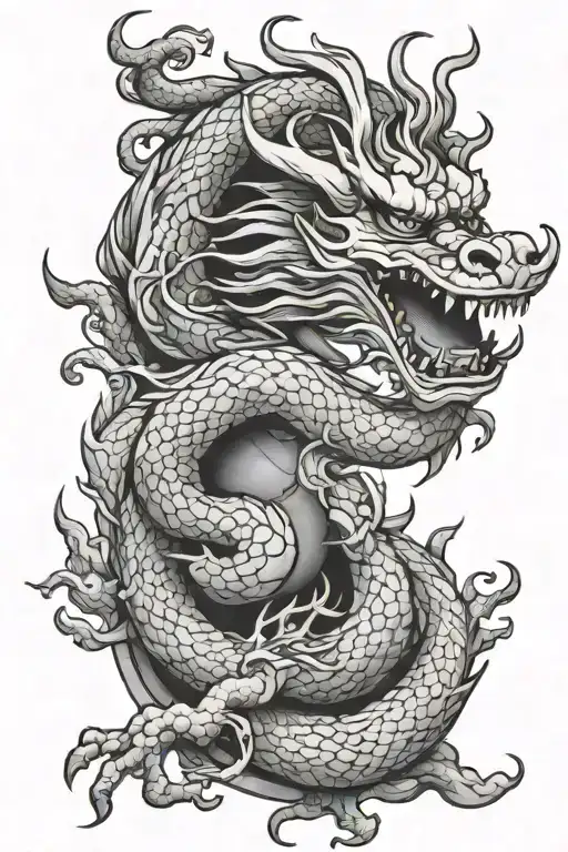 Chinese Dragon With Hourglass
