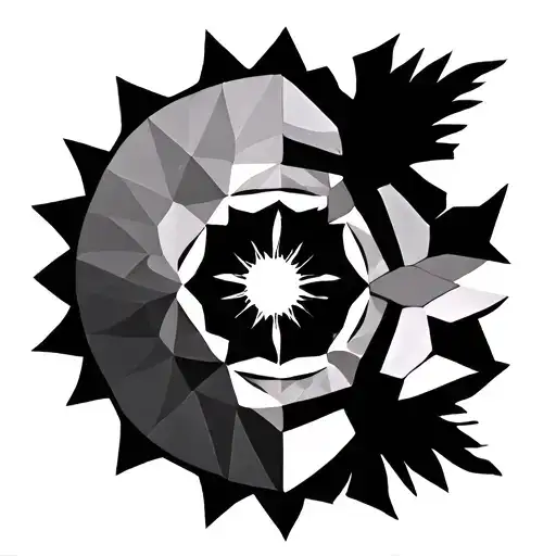 Geometric Mandala Design Incorporating Elements In A Circle