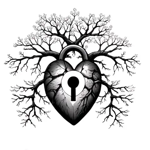 Tree Of Life Within An Anatomical Heart Shaped Lock