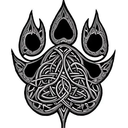 Celtic Tree With Bear Paw Print