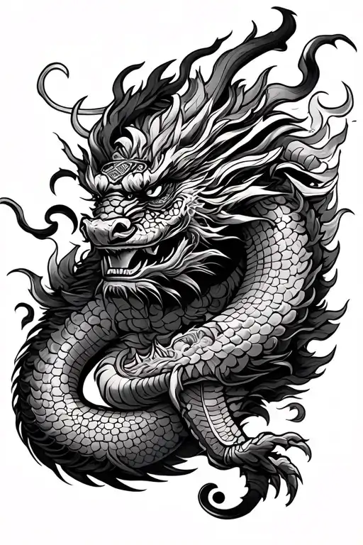 Samurai Pogoda And Dragon Leg Sleeve Tattoo Featuring