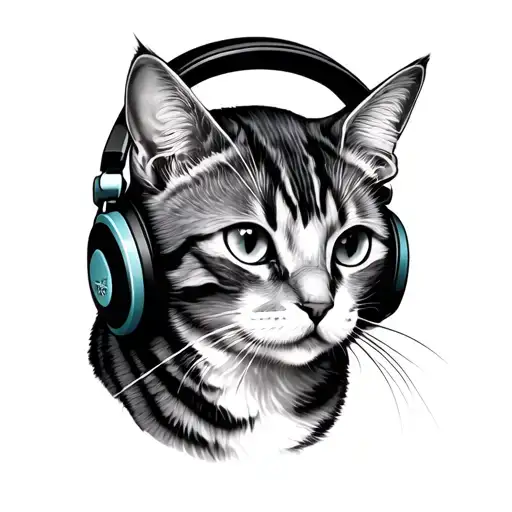 Cat Wearing Headphones