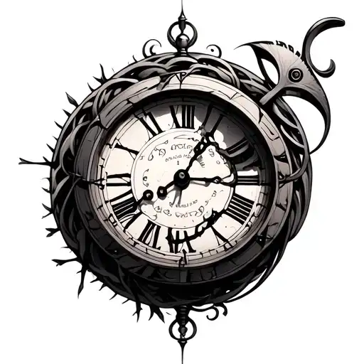 Half Broken Clock Mechanism Intertwined