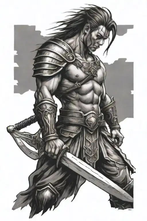 Warrior With A Raised Sword