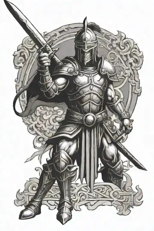 Warrior With A Raised Sword