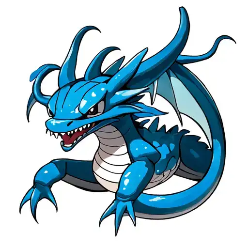 Gyrados Blue Pokemon Japanese Style Tattoo Colour