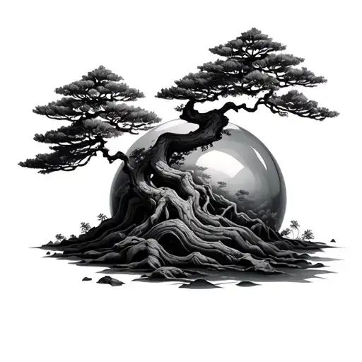 Bonsai Tree Growing Out Of A Sphere
