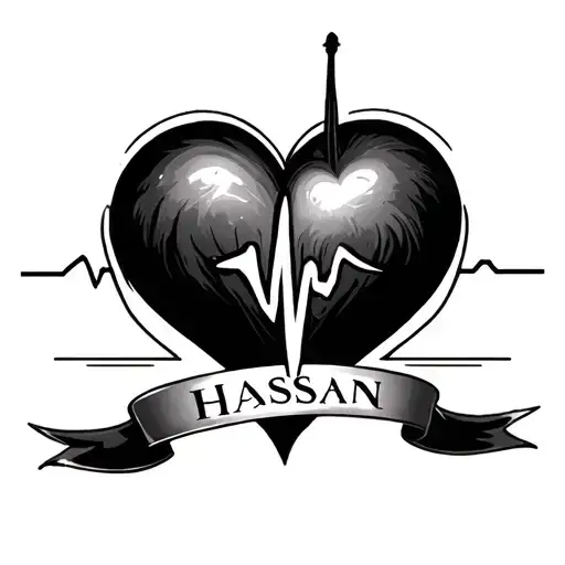 Heart Beat Mixed With Hassan Name