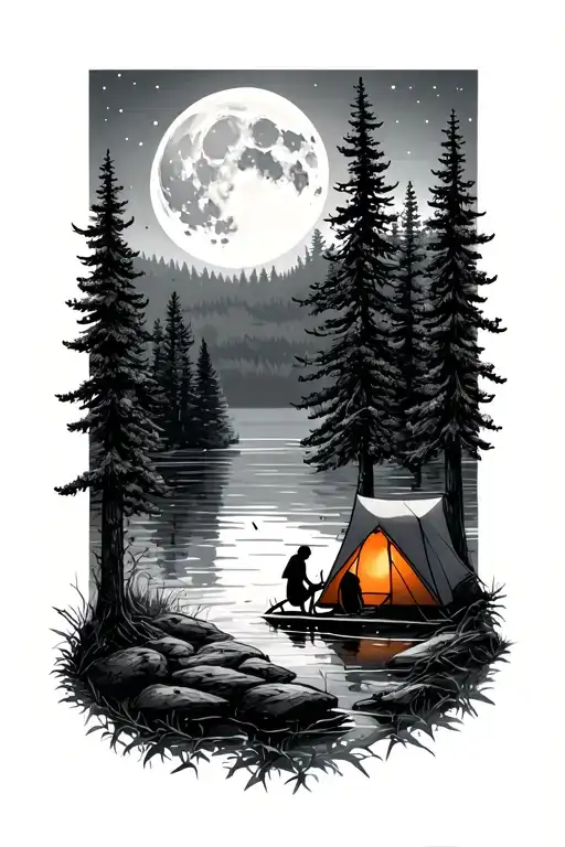Forest Moon Lake Camping Daughters
