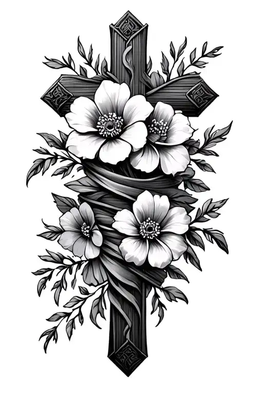 Cross With Flowers Wrapped
