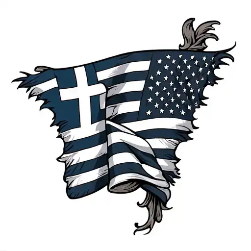 Greek And American Flag Intertwined