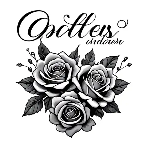 Create A Tattoo With Two Names On It With Roses Around It