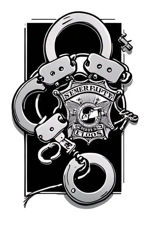 Handcuffs Incorporating Sheriff's Badge And A Key