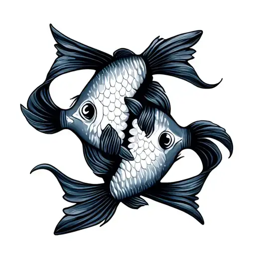 2 Pisces Fish Featuring Star Sign Intertwined
