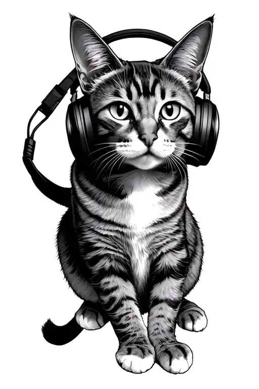 Cat Wearing Headphones