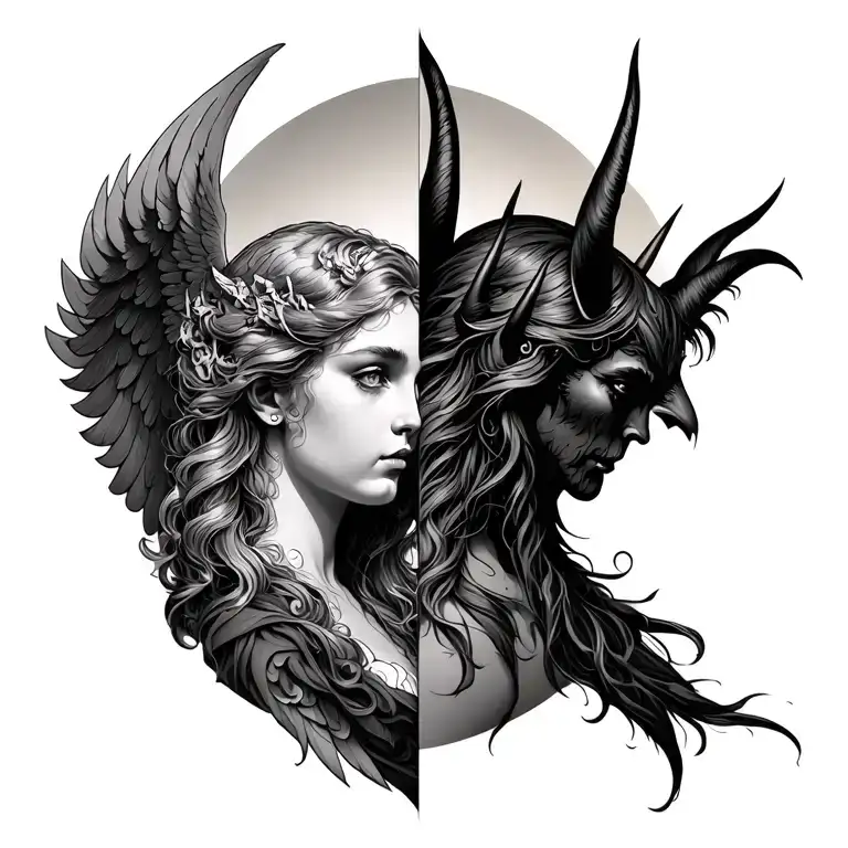 Angel And Devil Half Angel