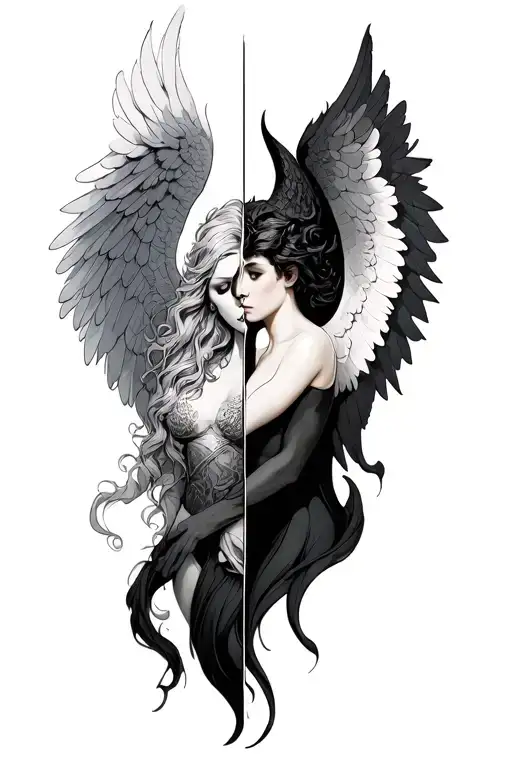 Angel And Devil Half Angel