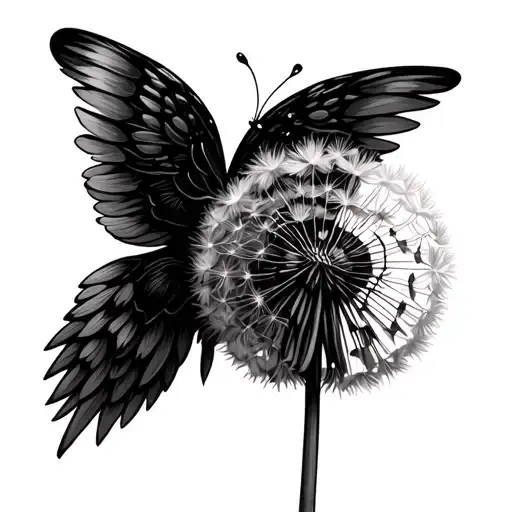 Dandelion Flower Butterly Angel Wings