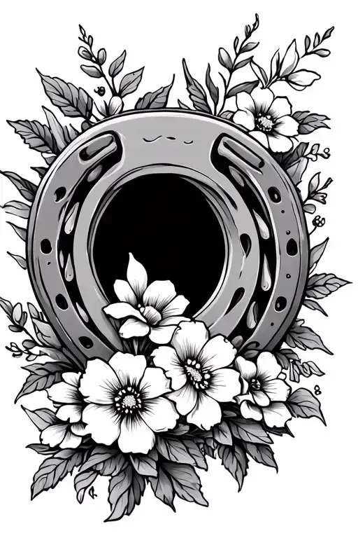Horseshoe With Flowers Surrounding