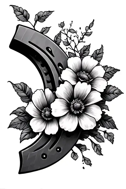Horseshoe With Flowers Blooming