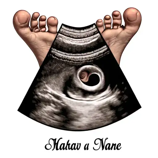 Baby Foot Print With Ultrasound Profile And Name Written