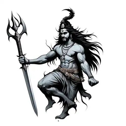Trident Of Lord Shiva Holding Sword