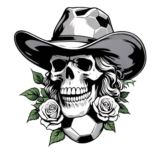 Soccer Rose Skull Old Man Cowboy Hat