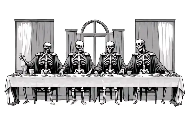 The Last Supper But With Skeletons Sitting