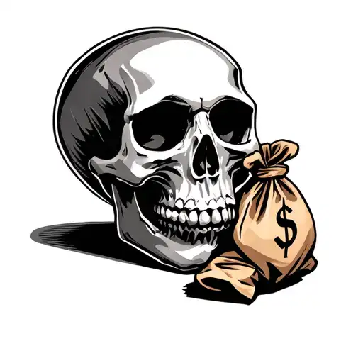 Skull With Money Bag