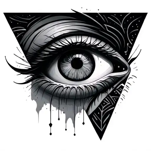 Triangle With Eye Inside - Thin Lines Forming