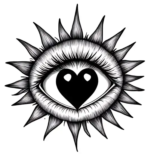 Sun Eye Heart Shape Love You