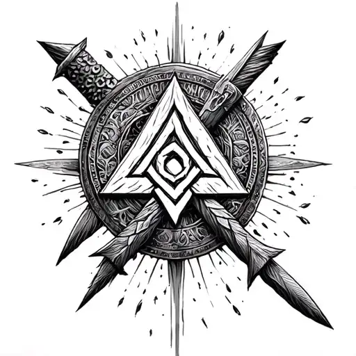 Make A Drawing Mixing Vegvisir And Valknut