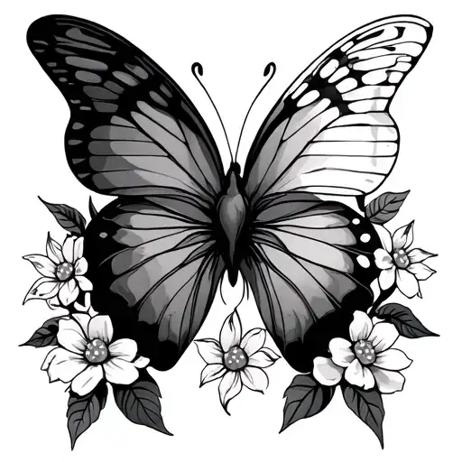 Fire Rose Unity Survivor Logo As Body Of Butterfly And Flowers