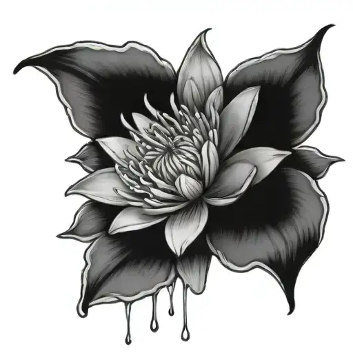 Hawthorn Flower With Honeysuckle And Water Lily Flower