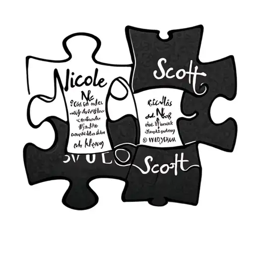 Jigsaw Pieces With Names Nicole And Scott