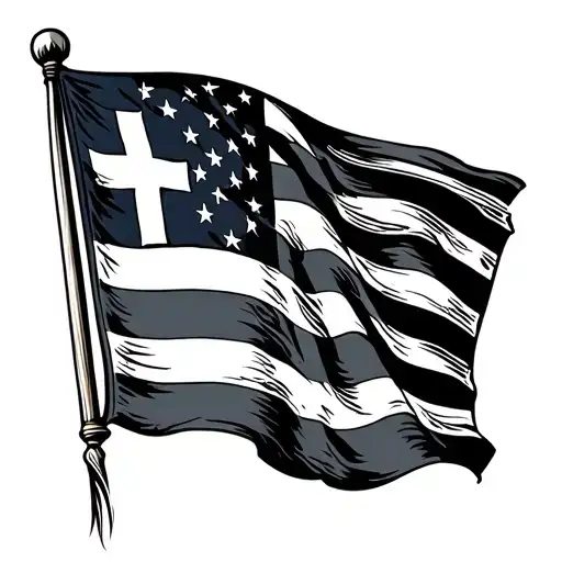 Greek Flag And American Flag