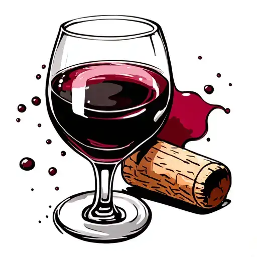 Wines Stain With Wine Cork Laying Next To It