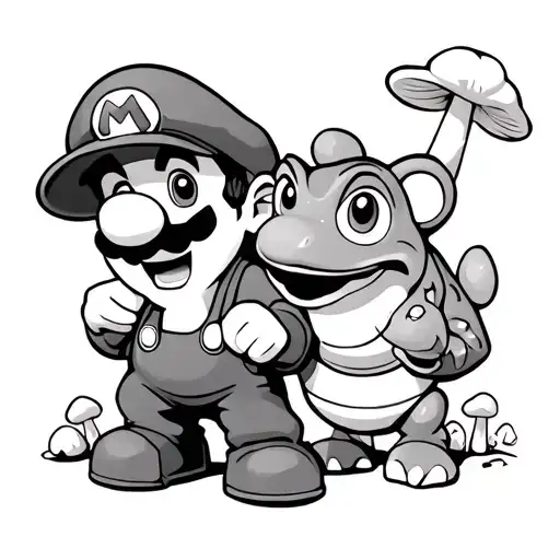 Super Mario And Toad Eating Mushrooms