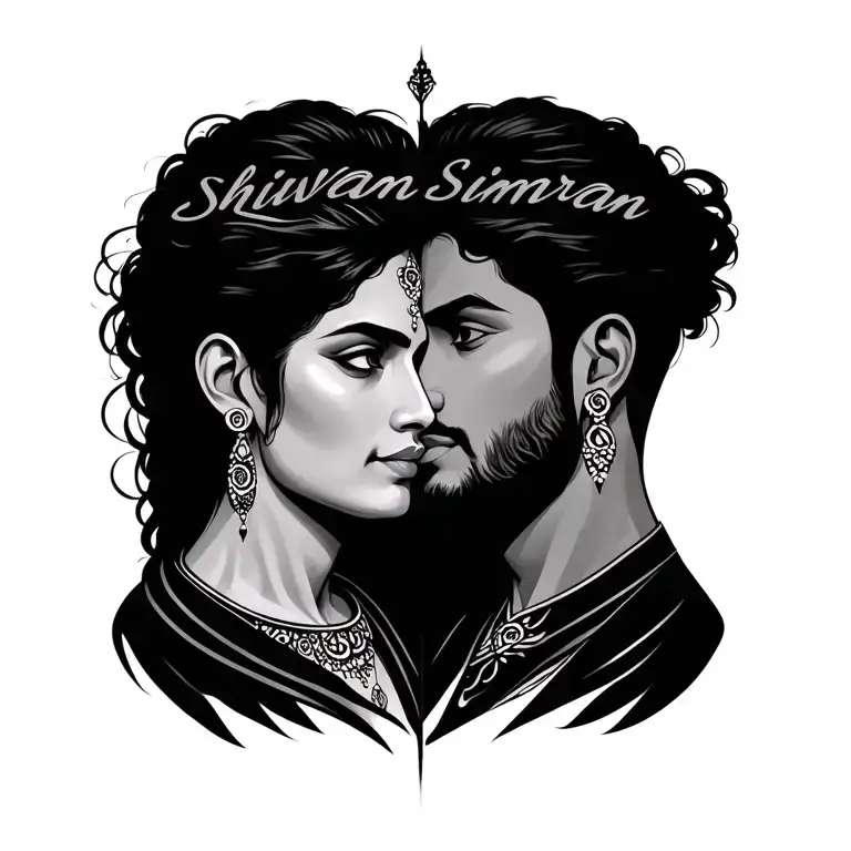 Shivam And Simran Name Tatoo Representing Two Sides