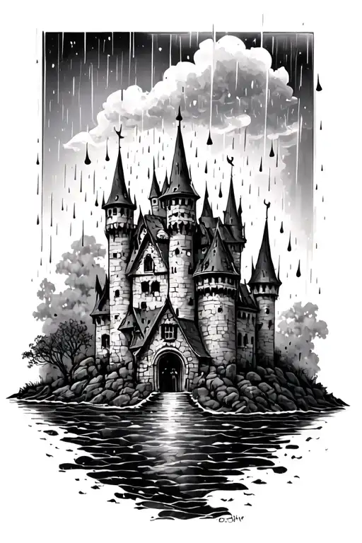 Gothic Castle Surrounded My Rain