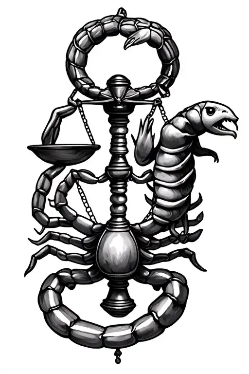 Libra Scales And Cute Scorpio On One Side