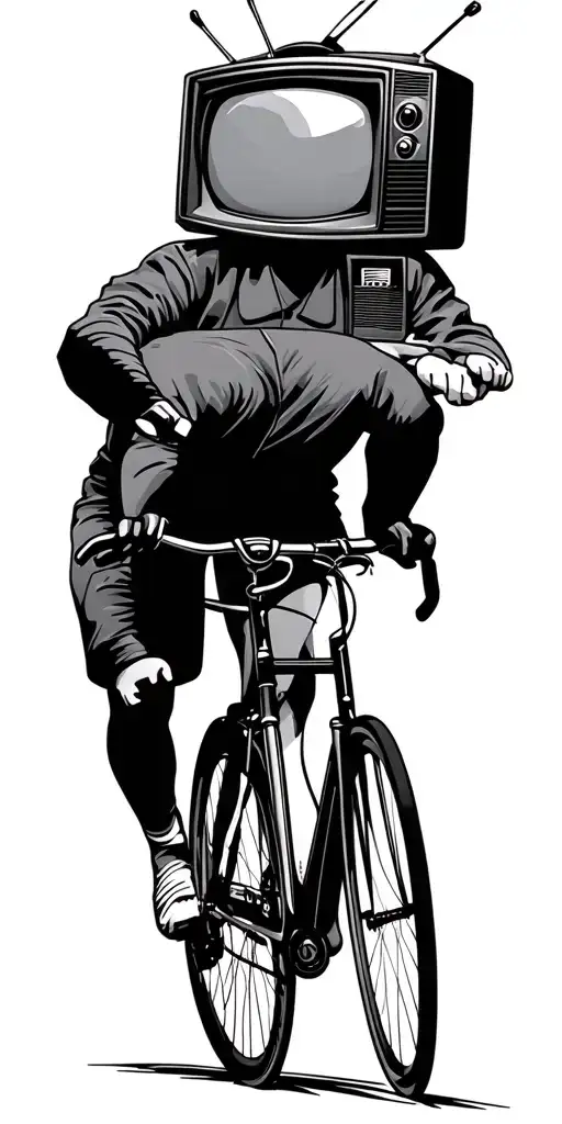 Vintage Tv Set With A Cyclist Riding Inside