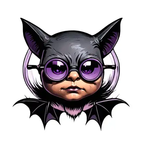 Bat Wearing Round Purple Glasses