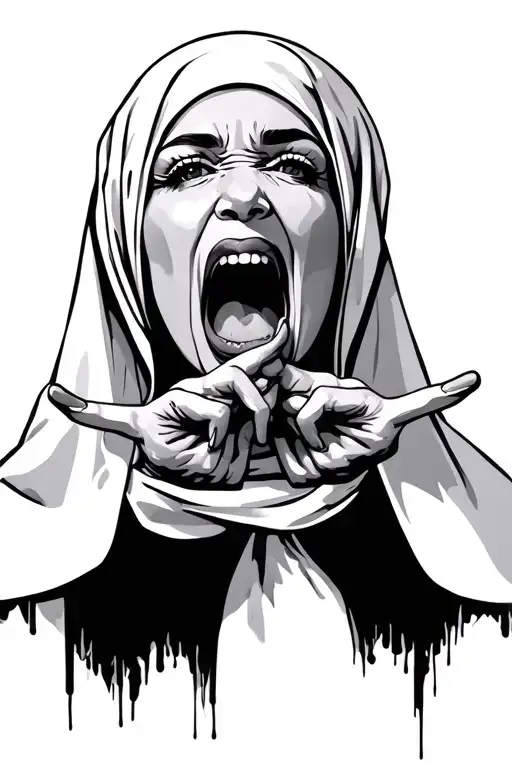 Nun Puts Two Fingers In Her Mouth Open