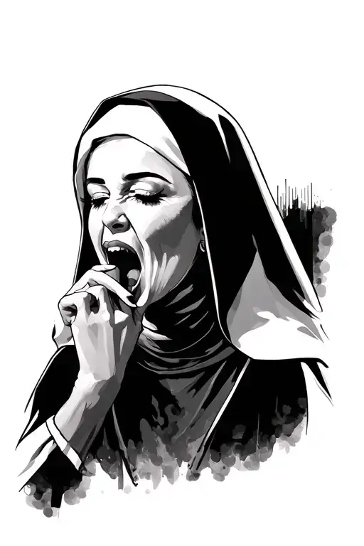 Sexy Nun Puts Fingers In Her Mouth Open
