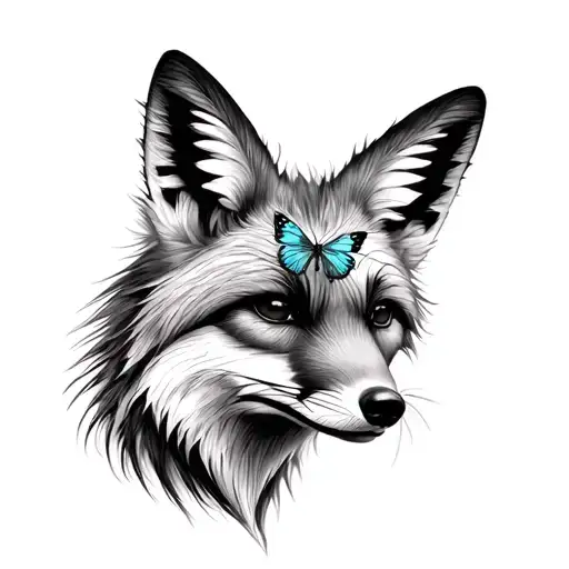 Fox With Butterfly On The Nose